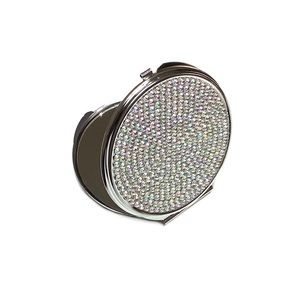Iridescent Rhinestone Compact Travel Mirror